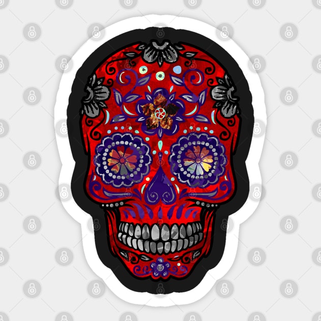 Funny Mexican Sugar Skull red Sticker by EDDArt